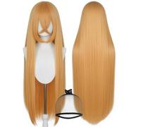 Long Blonde Straight Wig with Bangs for Women + Hair Net 100CM/40inch Long Anime Cosplay Wigs Anime Hair with Cross Bangs for Halloween Party Costume