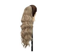Long Blonde Synthetic Ponytails Body Wavy Drawstring Ponytail for Women Black Brown Hair Clip In Extensions Hair Extension for Daily Use(Natural Blonde)