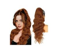 Long Blonde Synthetic Ponytails Body Wavy Drawstring Ponytail for Women Black Brown Hair Clip In Extensions Hair Extension for Daily Use(Orange)