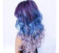 Long blue wig, blue mermaid wig with long waves, in colour she is wearing a disco party