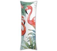 Long Body Pillowcase With Zipper 20x54 Inches Flamingos Watercolor Tropics Super Soft and Cozy Pillow Cover 1PCS
