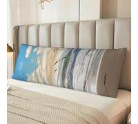 Long Body Pillowcase With Zipper 20x54 Inches Waves on The Beach with Sea Birds Ultra Soft Microfiber s Breathable Cooling Full Pillow Cover 1PCS