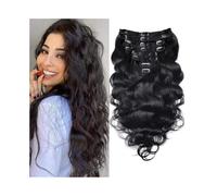 Long Body Wave Clip In Human Hair Extensions Full Head Brazilian Virgin Hair Clip on Hair Extension Hairpieces(16inches,120g)