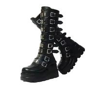 Long Boots For Women Gothic Shoes Platform Knee High Boots Punk Black Sexy Motorcycles Boots Halloween Cosplay Women's Shoes(Black,7 UK)