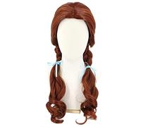 Long Brown Wig with Two Braids Cosplay Dorothy Wig Halloween Costume Fancy Dress Wigs with Free Wig Cap, Good for Halloween Party, Gift for Anime Fans