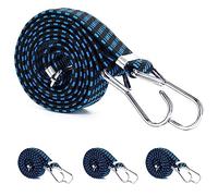 Long Bungee Cords with Hooks Heavy Duty 4 Pack, Premium Elastic Luggage Bungee Straps Suitable for Bicycles Camping Car Roof Rack Strap Tarpaulin Fixings (78.7in, Blue)