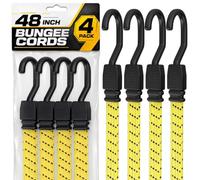 Long Bungee Cords with Hooks, Heavy Duty Bungee Cords, 48 Inch, 4FT, 4 Pk | Houseables Dolly Straps, Elastic Tie Down Straps, Moving Rope, Rope with Hook, Soga Para Amarrar, Flat Rubber, Truck, Outdoor