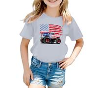 Long Button-Down Shirts For Boys Boys Cotton T-Shirt Boys Girls American Flag 4th of July Shirts Patriotic Tops Boys Socks Clothing, Light Grey, 3-4 Years