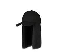 Long Cap Attached Hair Wig Straight Adjustable Hat Hairstyle wig Men's Visors (A, One Size)