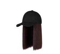 Long Cap Attached Hair Wig Straight Adjustable Hat Hairstyle Wig Men's Visors (Brown,Medium)