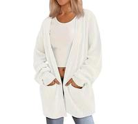 Long Cardigan for Women Ladies Chunky Knit Long Sleeve Open Cardigans Women's Longline Cardigans Womens Oversized Slouchy Fashionable Cable Knitted Cardigan Jacket for Women Plus Size White M
