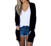 Long Cardigan for Women Solid Color Plus Size Longline Cardigan Long Sleeve Casual Loose Ladies Long Cardigans Gradient Color Long Black Cardigan Soft Comfortable Women's Autumn Winter Long Cardigan
