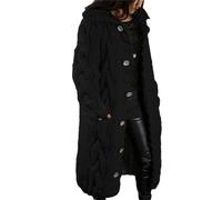Long Cardigan Women's Knitted Sweater Cardigan Winter Casual Long-Sleeved Sweater Women's Loose Solid Color Sweater, Black, XL