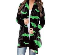 Long Cardigans for Women, Open Front Long Bat Pattern Cardigans, Machine Washable Clothes Fashionable for Indoor/Outdoor Halloween Bexdug