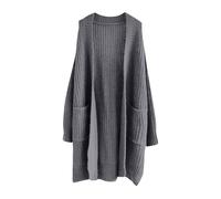 Long Cardigans For Women Uk Lightweight Open Front Button Sweater Long Sleeve Knee Length Knitted Cardigan Loose Lazy Cable Knit Cardigan With Pockets(A-Gray,L)