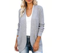 Long Cardigans For Women Uk,Long Sleeve Arched Placket Chunky Knit Draped Cardigan Sweater Coat Soft Casual Outerwear