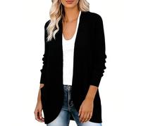 Long Cardigans For Women Uk,Long Sleeve Arched Placket Chunky Knit Draped Cardigan Sweater Coat Soft Casual Outerwear