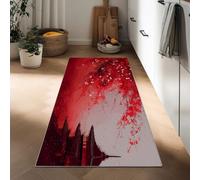 Long Carpet Runner 40 x 120 cm, Non Slip Architectural Flowers Towers Hallway Runner Door Mat, Washable Traditional Chinese Style Area Rugs Kitchen Floor Mat Carpet for Bathroom Entrance Bedroom Stair