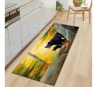 Long Carpet Runner 40 x 120 cm, Non-slip Forest Animals Bear Cubs Hallway Runner Door Mat - Washable Natural Landscape Area Rugs Kitchen Floor Mat Carpet for Bathroom Entrance Bedroom Stair
