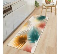 Long Carpet Runner 50 x 140 cm, Non-slip Abstract Palm Leaves Hallway Runner Door Mat - Washable Modern Luxury Area Rugs Kitchen Floor Mat Carpet for Bathroom Entrance Bedroom Stair