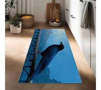 Long Carpet Runner 50 x 140 cm, Non Slip Cartoon Buildings Animal Birds Hallway Runner Door Mat, Washable Cityscape Area Rugs Kitchen Floor Mat Carpet for Bathroom Entrance Bedroom Stair