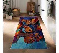 Long Carpet Runner 50 x 140 cm, Non-slip Colorful Feathers Girl Hallway Runner Door Mat - Washable Traditional Tribal Style Area Rugs Kitchen Floor Mat Carpet for Bathroom Entrance Bedroom Stair