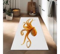 Long Carpet Runner 50 x 140 cm, Non Slip Ocean Animals Octopus Hallway Runner Door Mat - Washable Watercolor Style Area Rugs Kitchen Floor Mat Carpet for Bathroom Entrance Bedroom Stair