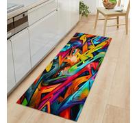 Long Carpet Runner 60 x 120 cm, Non-slip Abstract Letters Human Face Hallway Runner Door Mat - Washable Graffiti Art Area Rugs Kitchen Floor Mat Carpet for Bathroom Entrance Bedroom Stair