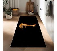 Long Carpet Runner 60 x 120 cm, Non Slip Music Flaming Guitar Hallway Runner Door Mat, Washable Modern Art Area Rugs Kitchen Floor Mat Carpet for Bathroom Entrance Bedroom Stair
