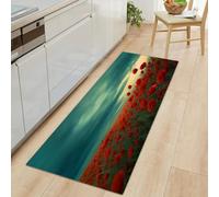 Long Carpet Runner 60 x 180 cm, Non-slip Storm Sky Flower Fields Hallway Runner Door Mat - Washable Natural Landscape Area Rugs Kitchen Floor Mat Carpet for Bathroom Entrance Bedroom Stair