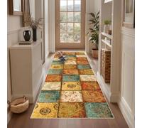 Long Carpet Runner Non Slip Hallway Runner Door Mat Washable Laundry Area Runner Rugs Vintage Kitchen Floor Mat Absorbent Runner Mat Heavy Duty Entrance Mat Bathroom Bedroom Stair 50 x 350 cm