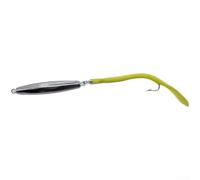 Long Cast Fishing Lure Mimicking Eel Movement PVC Tin Body and Single Hook for Targeting Predatory Fish in Offshore and Shore Environments (Yellow)