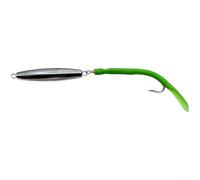 Long Cast Fishing Lure Mimicking Eel Movement PVC Tin Body and Single Hook for Targeting Predatory Fish in Offshore and Shore Environments (Green)