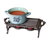 Long Cast Iron Pot Warmer 30x9x13cm Rectangular Brown Hot Plate Candle Holder Trivet Stand