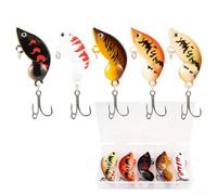 Long Casting Metal VIB Lure Set 5pcs with Pre Assembled Hooks for Bass and Trout Fishing Made of Electroplated Aluminum Alloy