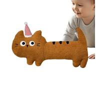 Long Cat Body Pillow, Cartoon Soft Plush Doll, 15.75x7.87 Inches, Adorable Hugging Toy, Ultra Kitten Design for Kids, Girls, Boys Gift, Dark Brown, Yellow, Black and White