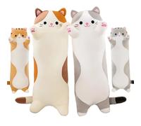 Long Cat Plush Pillow, Cute Stuffed Animal Kitten Soft Huggable Toy for Kids and Adults, 1pcs, 50cm/Orange