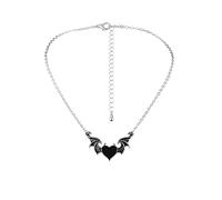 Long Chain Necklaces for Women Pendant Heart Wing Creative Drop Devil Nectarine Necklace Alloy Necklace Heart Back Necklaces for Women (Black, One Size)