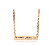 Long Chain, Pendant Necklace Aesthetic Cable Stainless Steel Horizontal Pendant Nevertheless, She Persisted Necklace for Women