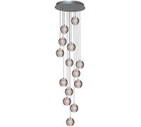 Long Chandelier 14 Lights Glass Balls Duplex Staircase Long Pendant Light Led Modern Pendant Lamp Crystal Hanging Lamp Height Adjustable for Villa Chandelier Stairwell Living Room Dining Table