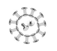 Long Chicago Rivet Binding Screws Nails Rivets Cross Head Button Rivets Round Flat Head Stud Screw for DIY Leather Decoration, Bookbinding, Photo Album Binding Silver Pack of 10