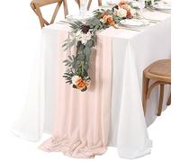 Long Chiffon Table Runners 2 Pieces 27 x120 Inches Light Peach Romantic Chiffon Table Runner for Wedding Party Overlay Sweets Tables Decoration
