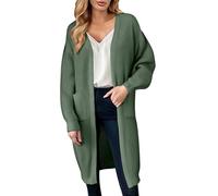 Long Chunky Cardigan for Women UK Autumn Winter Baggy Knitted Open Front Loose Longline Cardigans Draped Casual Oversized Balloon Long Sleeve Cable Knit Coatigan Boyfriend Outerwear with Pockets
