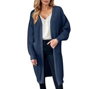 Long Chunky Cardigan for Women UK Autumn Winter Baggy Knitted Open Front Loose Longline Cardigans Draped Casual Oversized Balloon Long Sleeve Cable Knit Coatigan Boyfriend Outerwear with Pockets