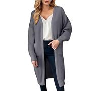 Long Chunky Cardigan for Women UK Autumn Winter Baggy Knitted Open Front Loose Longline Cardigans Draped Casual Oversized Balloon Long Sleeve Cable Knit Coatigan Boyfriend Outerwear with Pockets