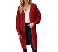 Long Chunky Cardigan for Women UK Autumn Winter Baggy Knitted Open Front Loose Longline Cardigans Draped Casual Oversized Balloon Long Sleeve Cable Knit Coatigan Boyfriend Outerwear with Pockets