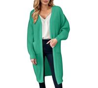 Long Chunky Cardigan for Women UK Autumn Winter Baggy Knitted Open Front Loose Longline Cardigans Draped Casual Oversized Balloon Long Sleeve Cable Knit Coatigan Boyfriend Outerwear with Pockets