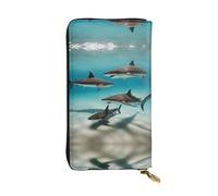Long clutch fish in the deep sea printed zipper wallet suitable for travel work and attending banquets