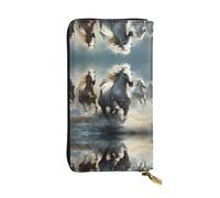 Long clutch Horses running wild in the river printed zipper wallet suitable for travel work and attending banquets
