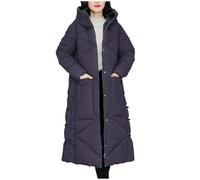 Long Coat for Women Maxi Puffer Jacket Women Longline Padded Coat Long Hoodie Winter Warm Quilted Padded Jacket Hooded Long Parka Coat Down Coat With Removable Hood for Ladies Trench Coat UK Clearance